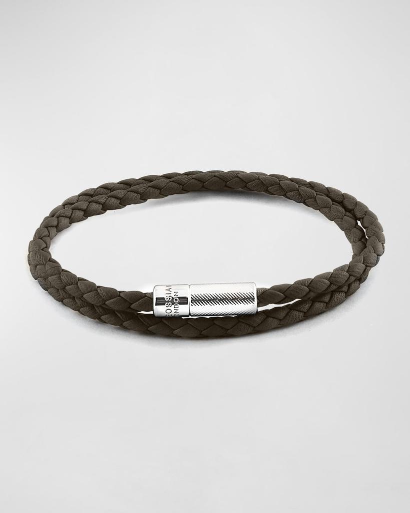 Tateossian Men's Braided Leather Double-Wrap Bracelet