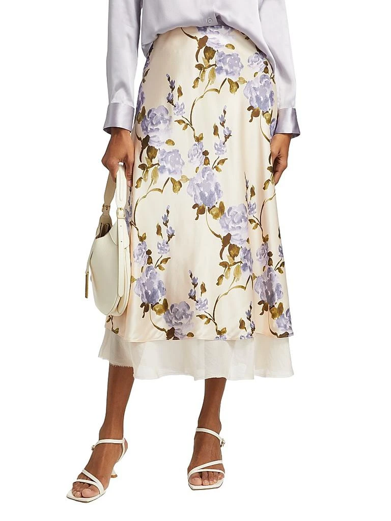 CAMI NYC Genoa Silk Chiffon-Trimmed Midi-Skirt 3