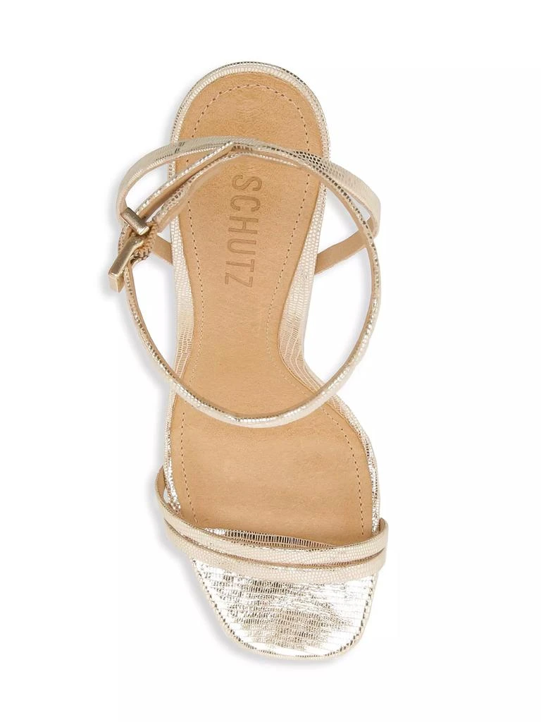 Schutz Altina Metallic Embossed Leather Sandals 5