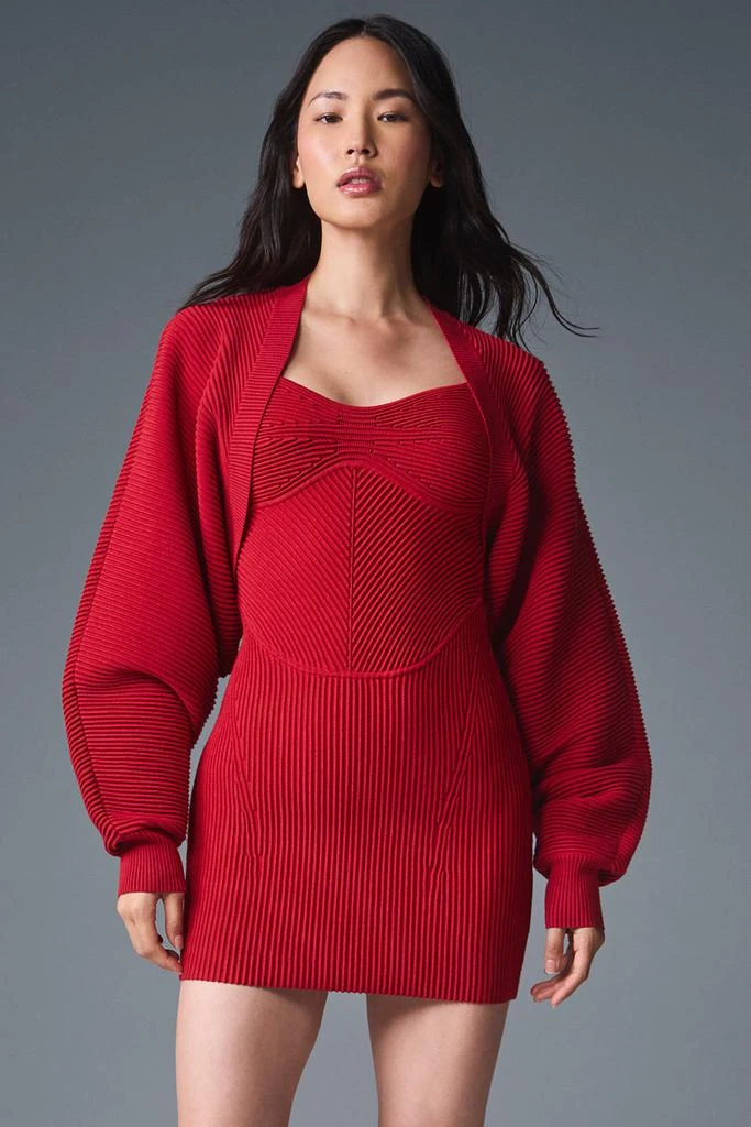 Alo Denim Knit Shawl - Bold Red/Dark Bold Red 1