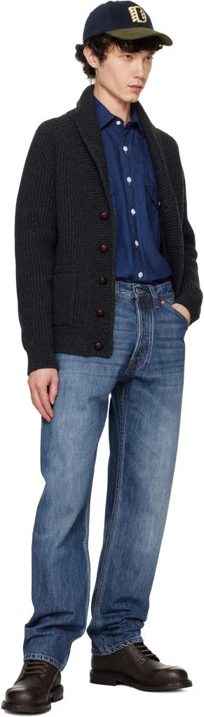 Drake's Gray Lambswool Shawl Collar Cardigan 4