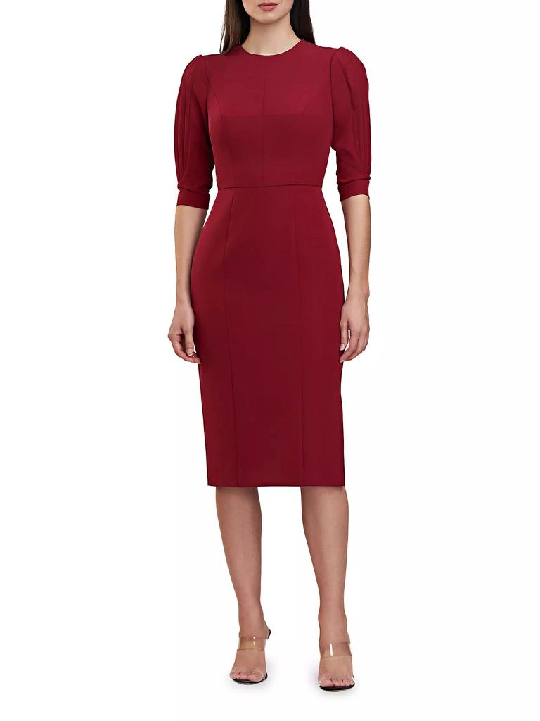 Kay Unger Gretchen Crepe Jewel-Neck Midi-Dress 2