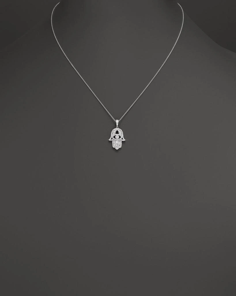 Bloomingdale's Diamond and Baguette Hamsa Pendant Necklace in 14K White Gold, 0.55 ct. t.w. 5