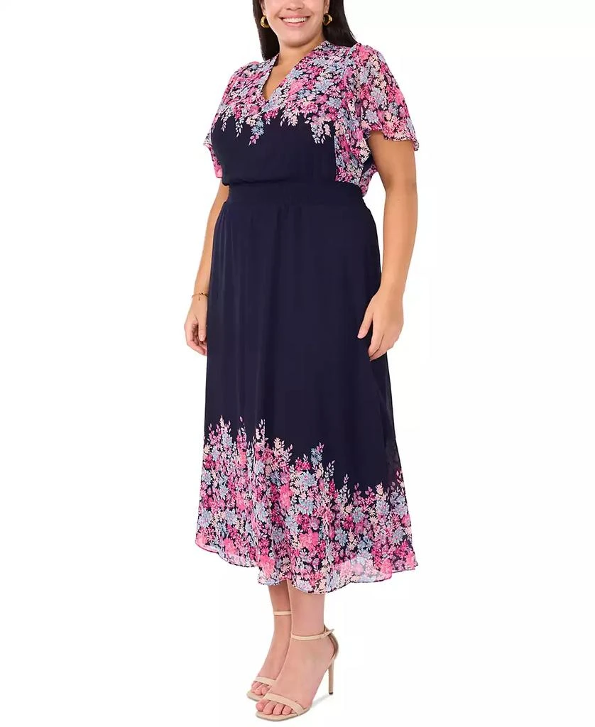 MSK Plus Size Flutter-Sleeve V-Neck Maxi Dress 3
