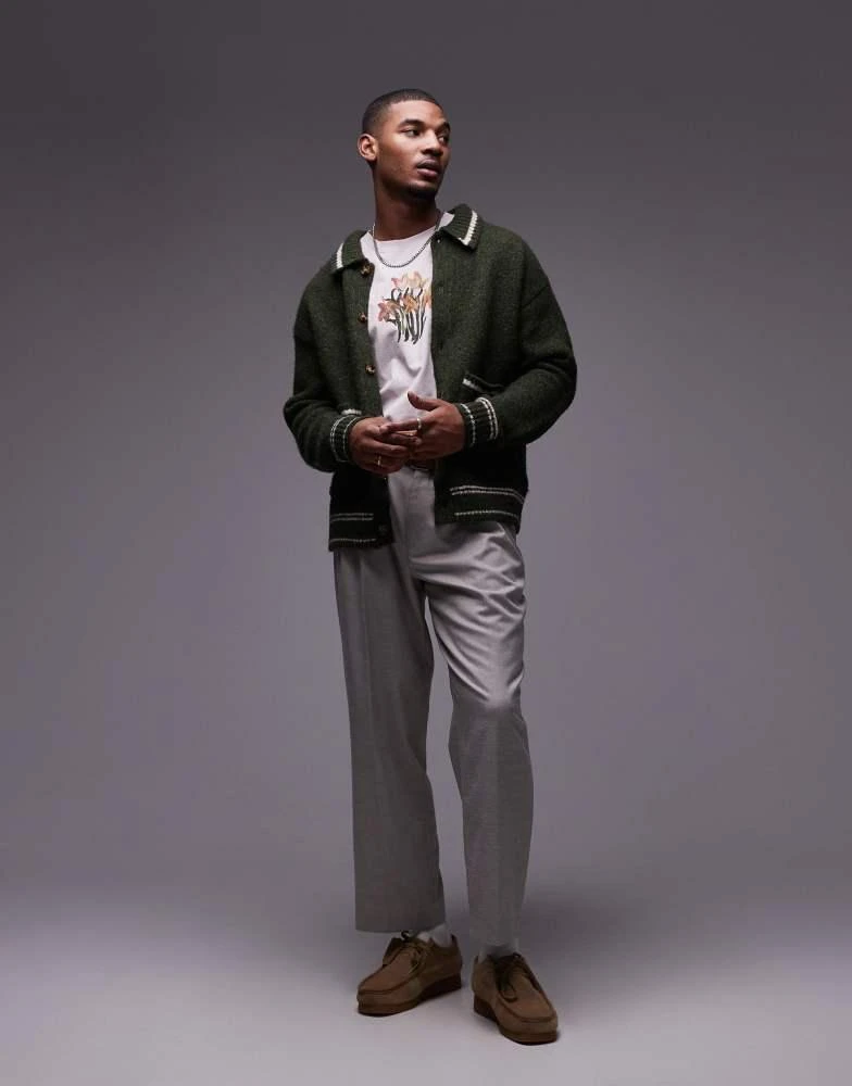 Topman Topman oversized fit t-shirt with front and back daffodils print in stone 4