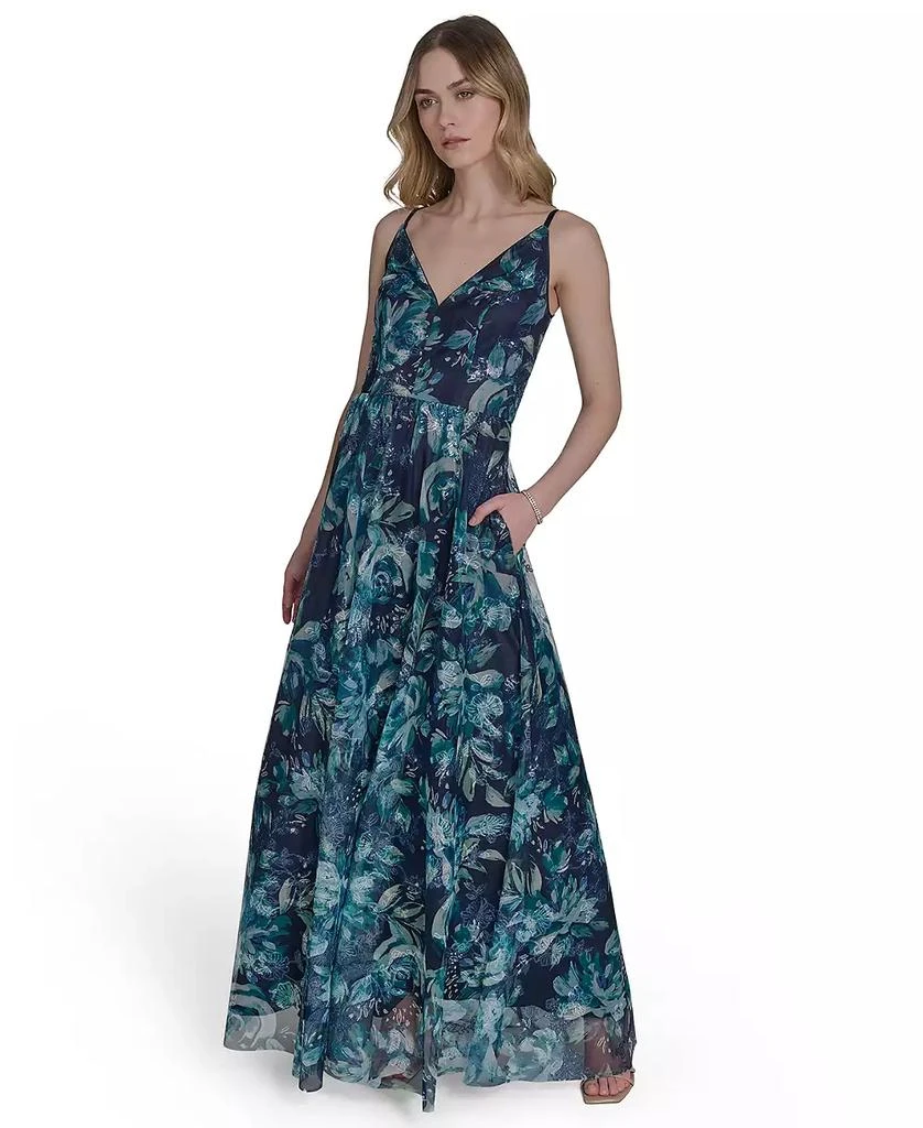 Eliza J Women's Embroidered Sequined Sleeveless Ball Gown 1