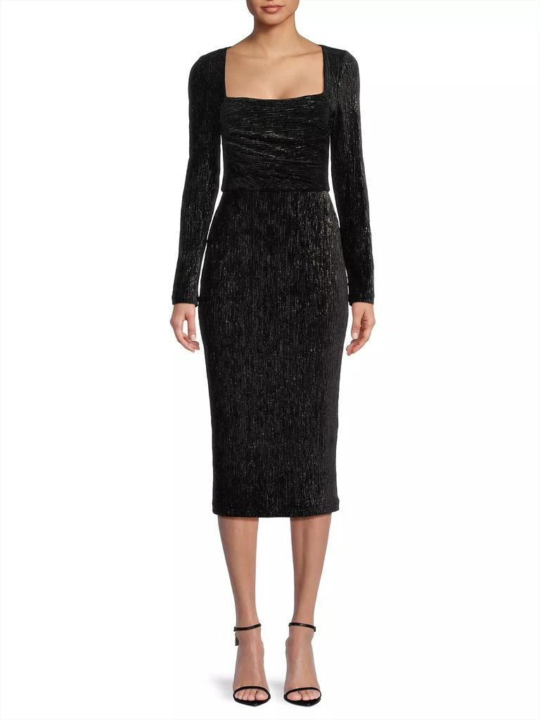 Black Halo Xander Plissé Cocktail Sheath Dress 3