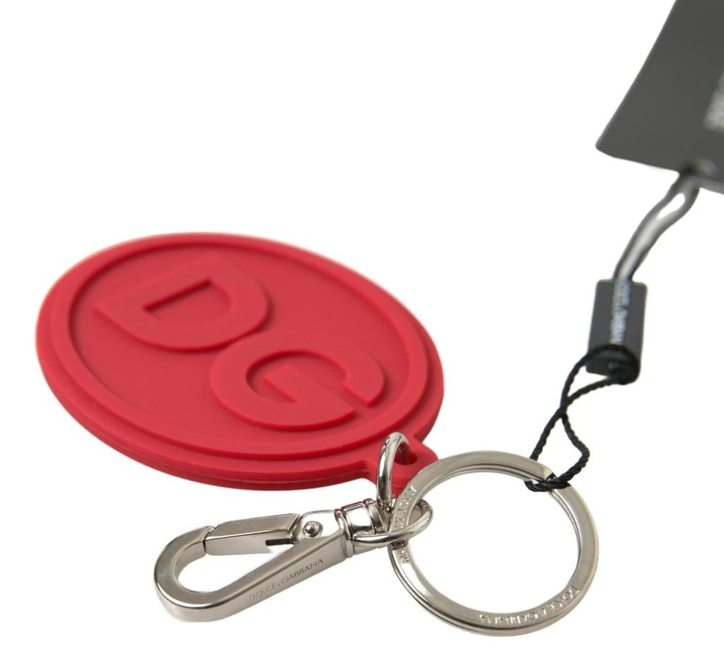 Dolce & Gabbana Dolce & Gabbana Red Rubber DG Logo Silver Brass Metal Keyring Keychain 1