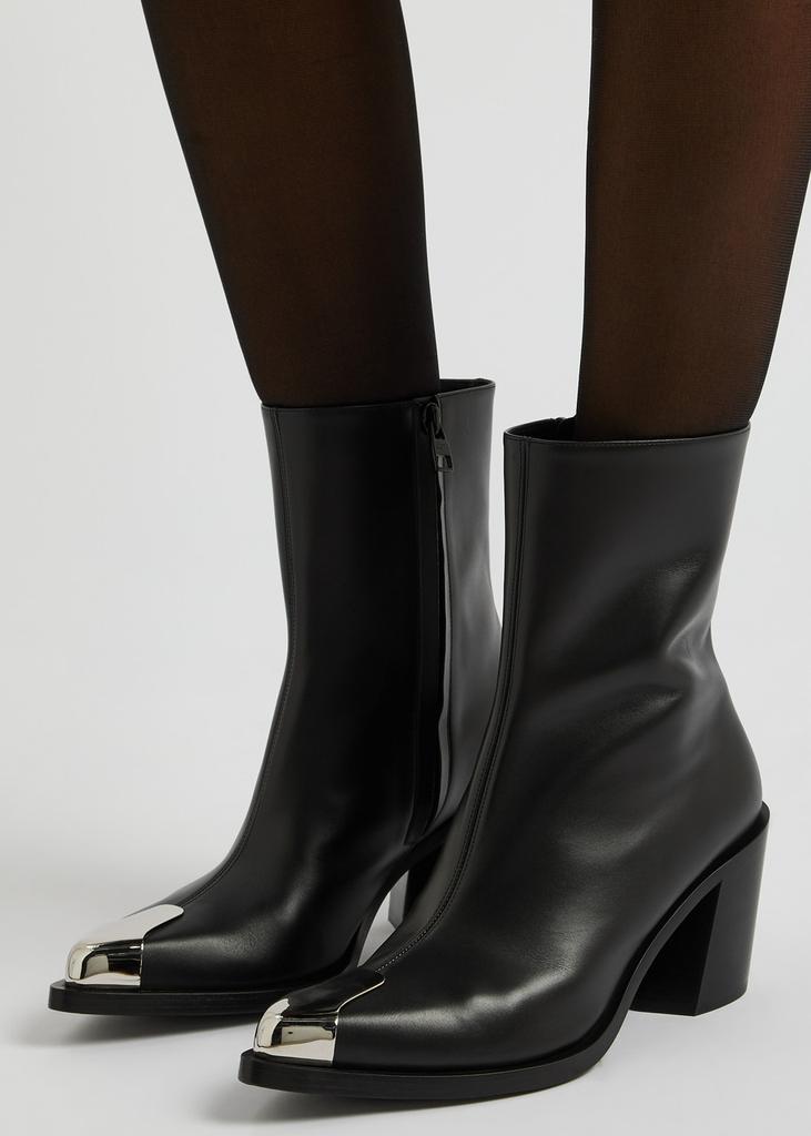 ショートブーツ・ブーティ ALEXANDER MCQUEEN BLACK LEATHER ANKLE BOOTS Alexander McQueen Punk leather ankle boots Alexander McQueen