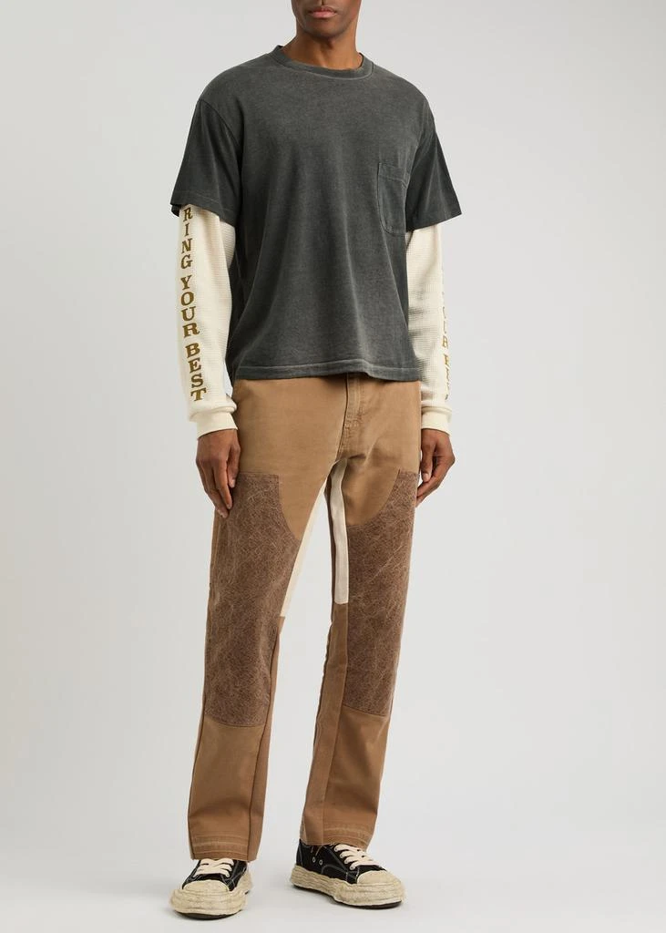 JEANIUS BAR ATELIER Panelled straight-leg canvas jeans 4