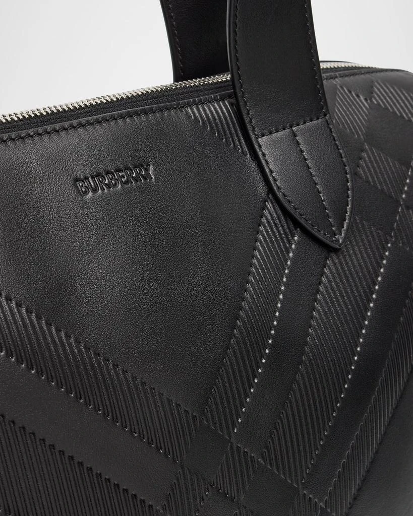 Burberry Men's Check Embossed Leather Briefcase 5
