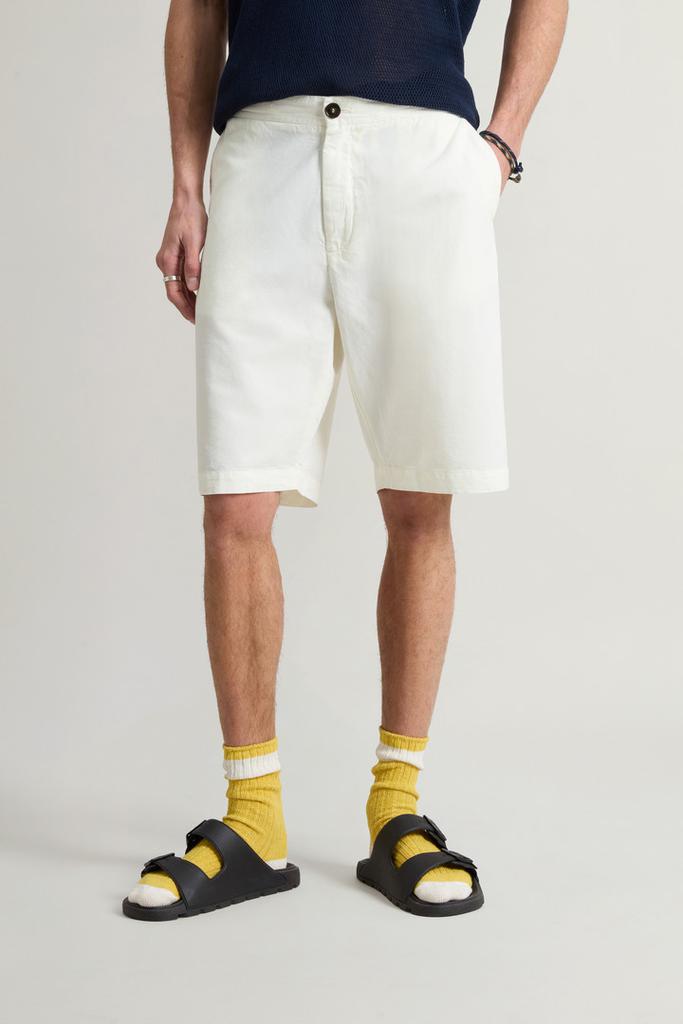 Woolrich Garment-Dyed Cotton- and Linen-Blend Shorts - Men - Blue