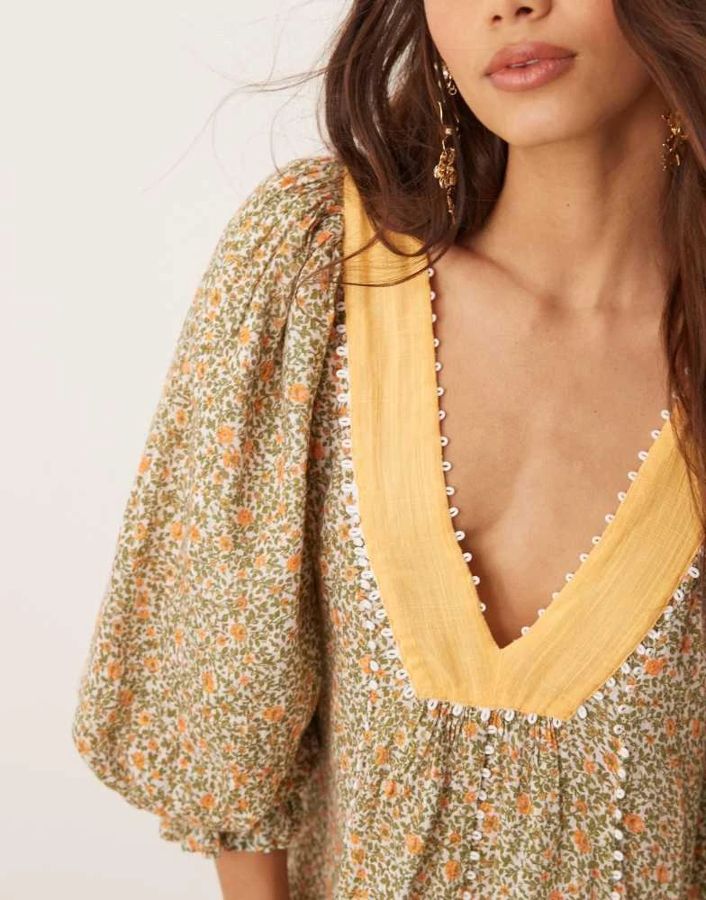 free people green floral dress Beth Tweed Mini Dress / Pastel Green | MESHKI