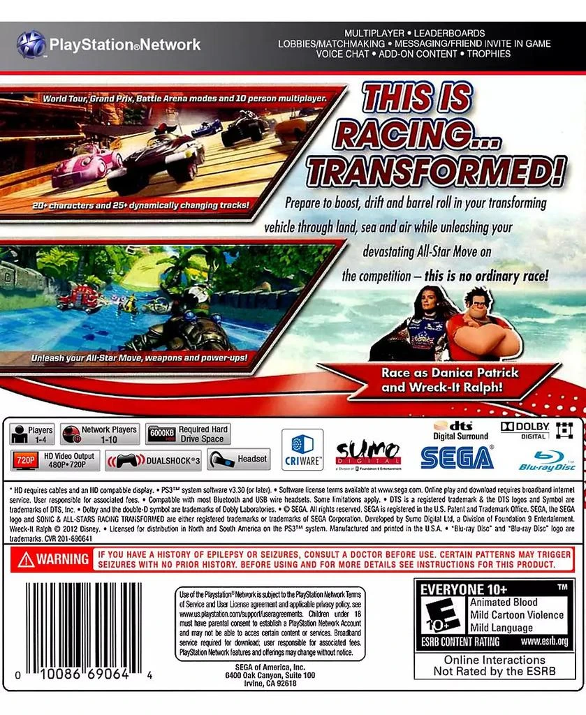 SEGA Sonic
All-Stars Racing Transformed - Playstation 3 4