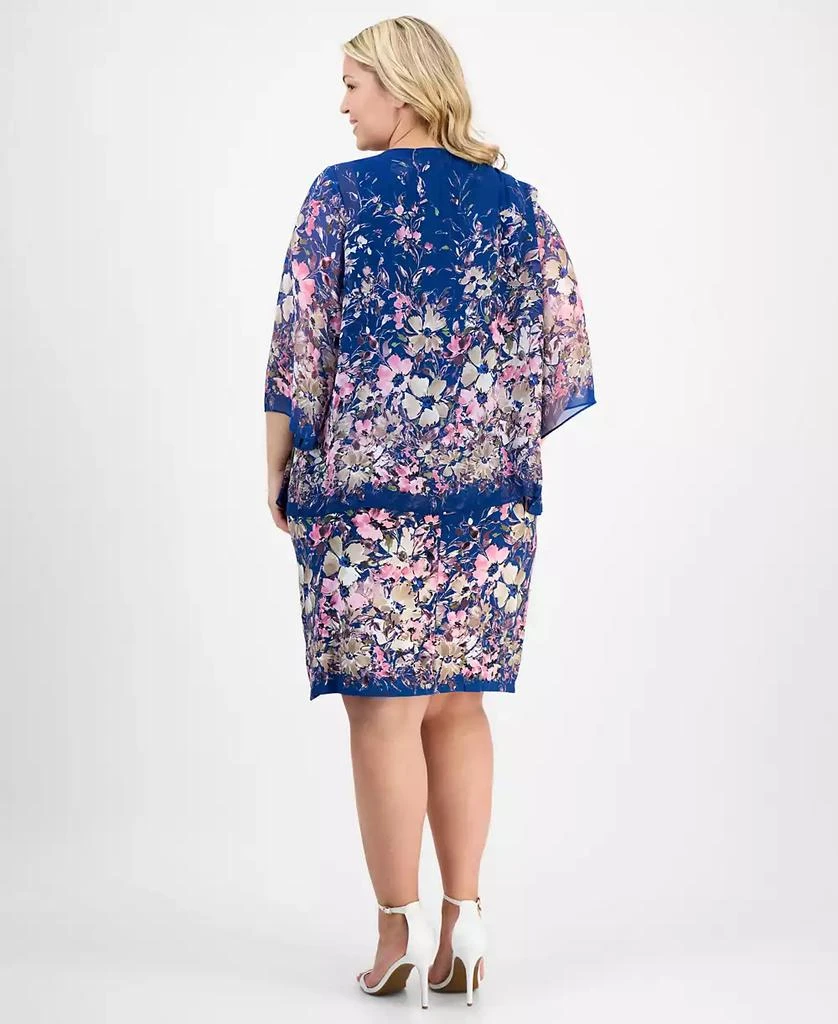 Sandra Darren Plus Size Placed-Floral 3/4-Sleeve Jacket Dress 5