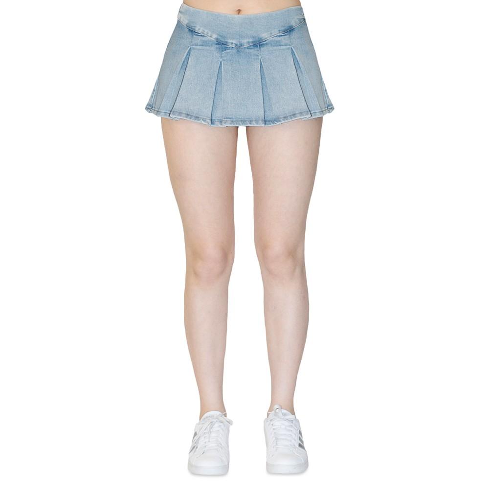 Almost Famous Juniors' Pleated Denim Mini Skort