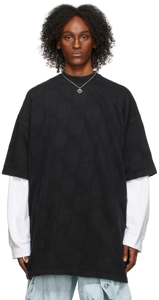 We11done Black Allover Jacquard T-Shirt 1
