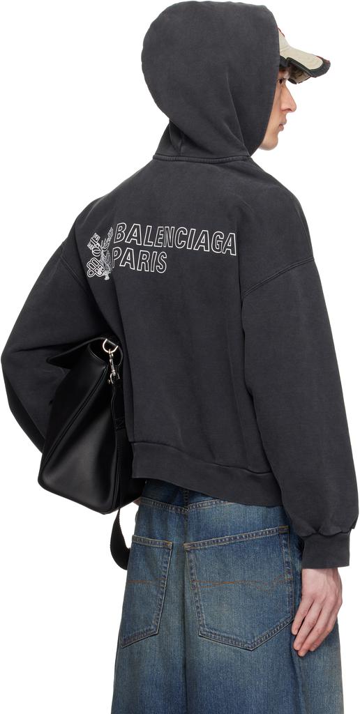 Balenciaga Black Key Crest Molleton Archetype Zip-Up Hoodie