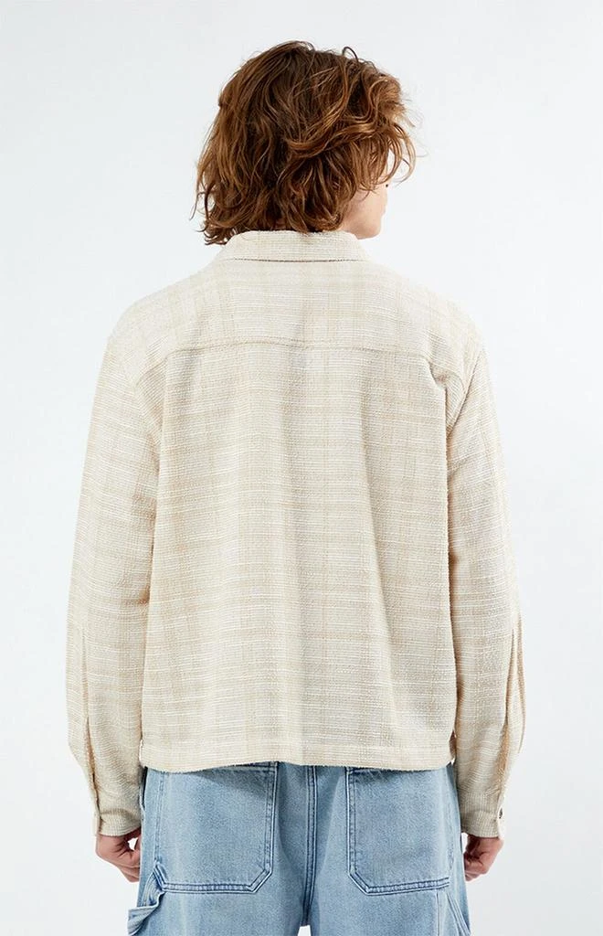 PacSun Cream Woven Cropped Flannel Shirt 3