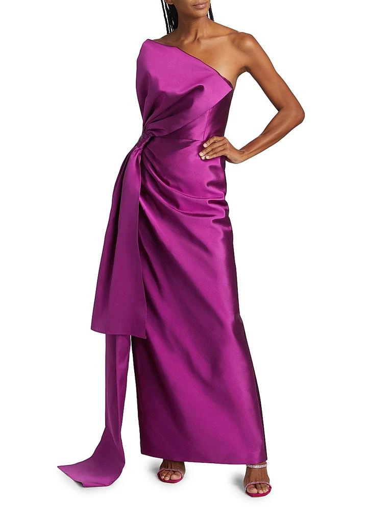 nadine formal ruched satin midi dress OUT OF STOCK ruched satin midi dress – PALMA PARIS main image 1