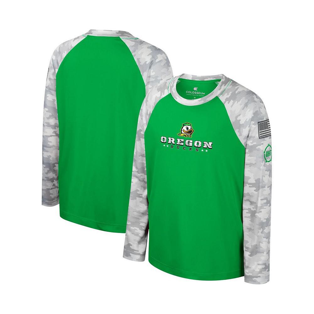 Colosseum Big Boys Green, Camo Oregon Ducks OHT Military-Inspired Appreciation Dark Star Raglan Long Sleeve T-shirt