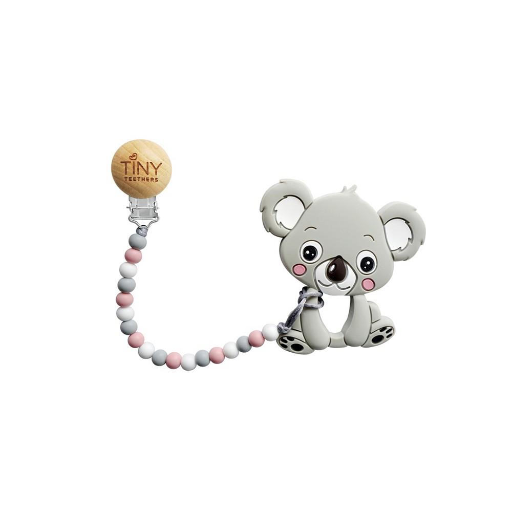 Tiny Teethers Designs 3 Stories Trading Tiny Teethers Infant Silicone And Beech Rattle And Teether Gift Set, Koala