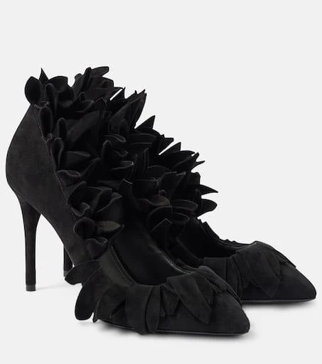 Alaïa Petal ruffled suede pumps 1