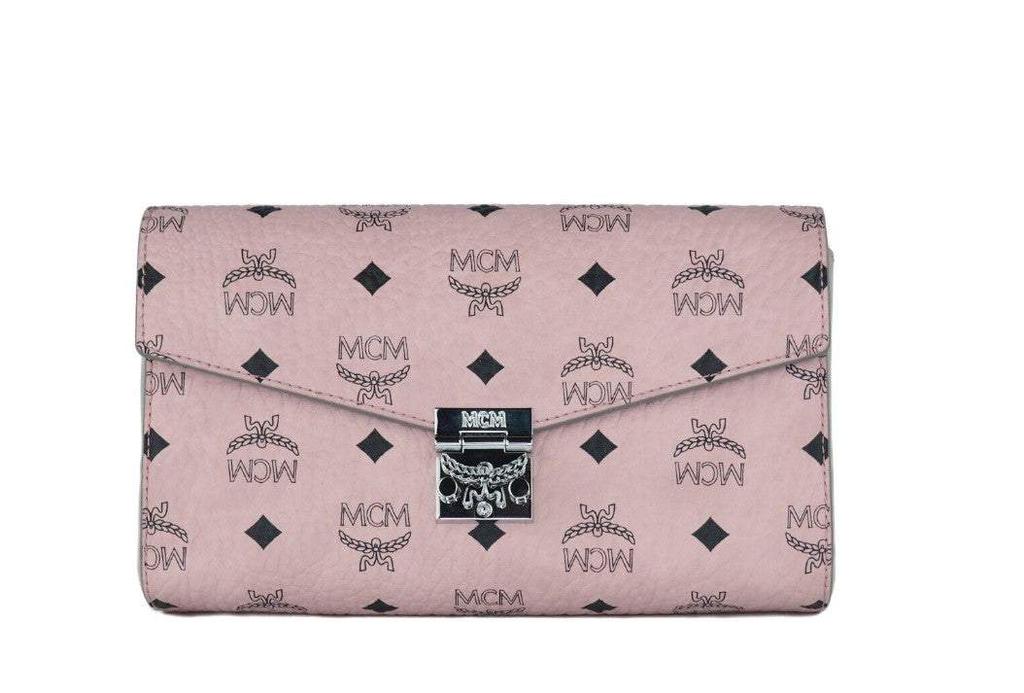 MCM MCM Soft Pink Signature Diamond Logo Leather Clutch