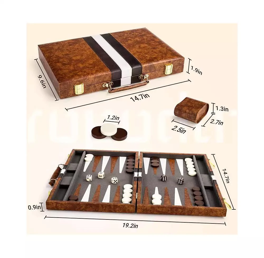 ROPODA Backgammon Board Game Set (15 Inches) for Adults and Kids - Classic Board Strategy Game 6