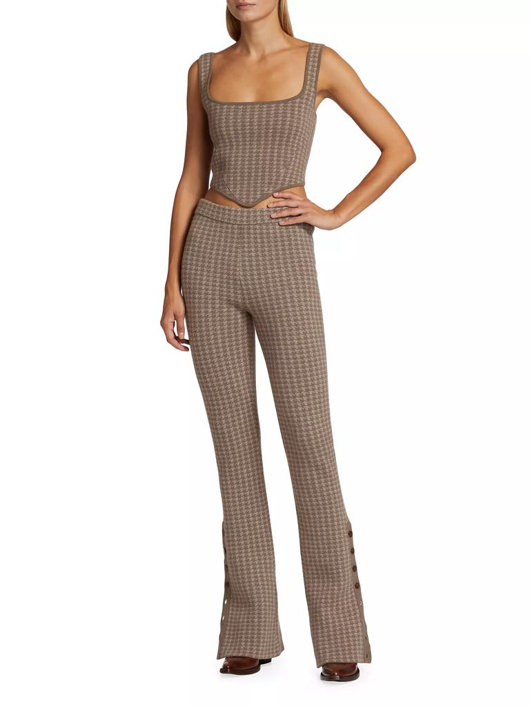 Naadam Houndstooth Wool & Cashmere Pants