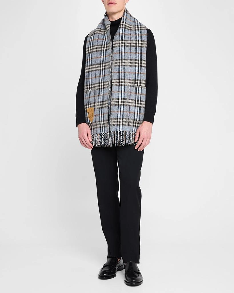 Burberry Men's Cashmere and Wool Reversible Scarf with Pockets 2