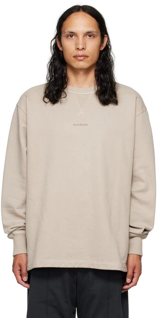 Beige Acne Grey Sweatshirt ACNE STUDIOS Fester H Logo-Appliquéd