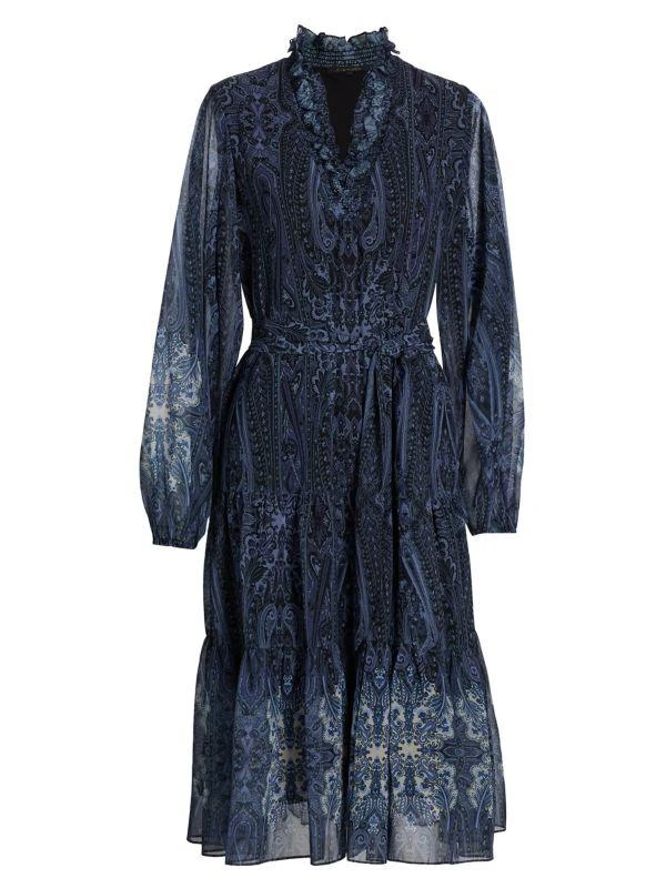 Kobi Halperin Verena Paisley Tie-Waist Midi-Dress 6