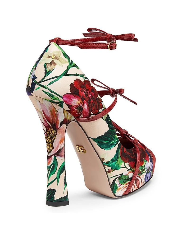 Dolce 
Gabbana 125MM Floral Bow Satin Platform Pumps 3