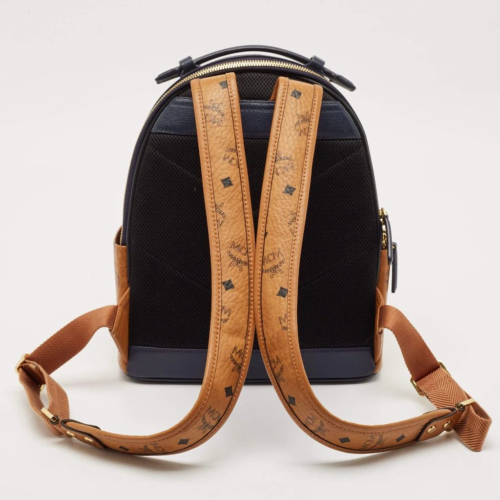 MCM MCM Navy Blue/Tan Leather and Stark Visetos Coated Canvas Backpack 4
