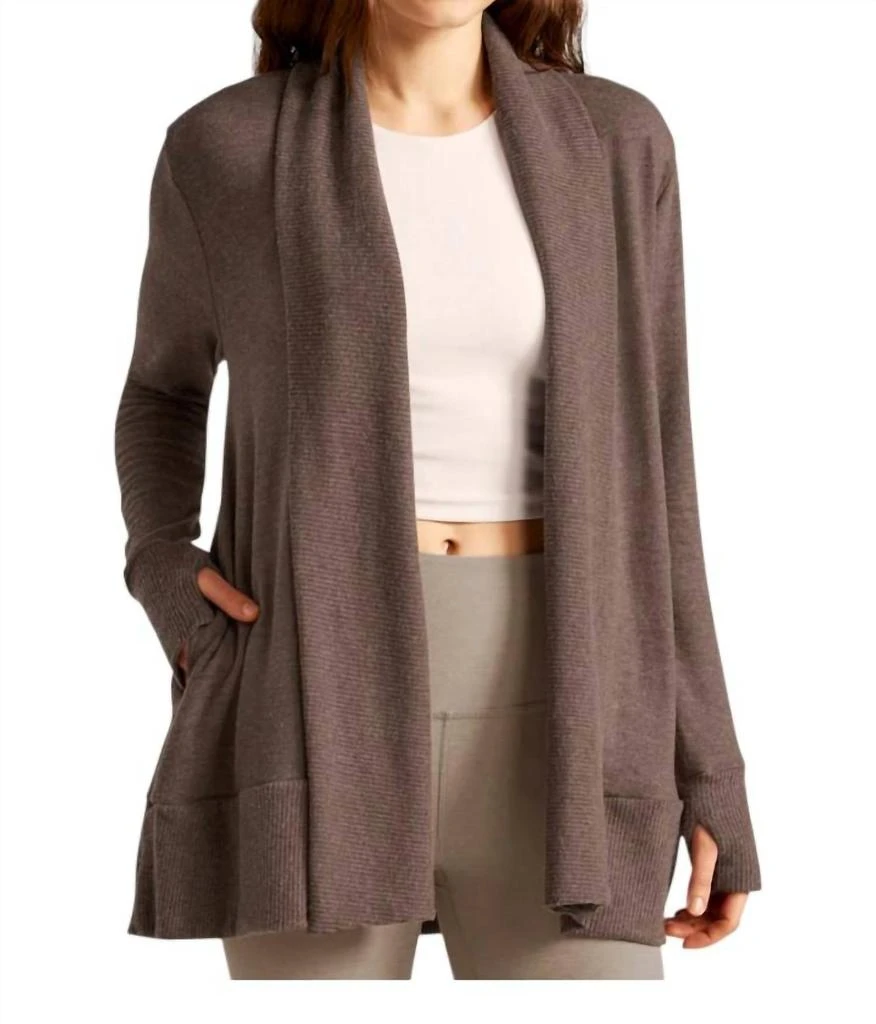 Beyond yoga Soften Up Cardigan In Truffle Heather 1