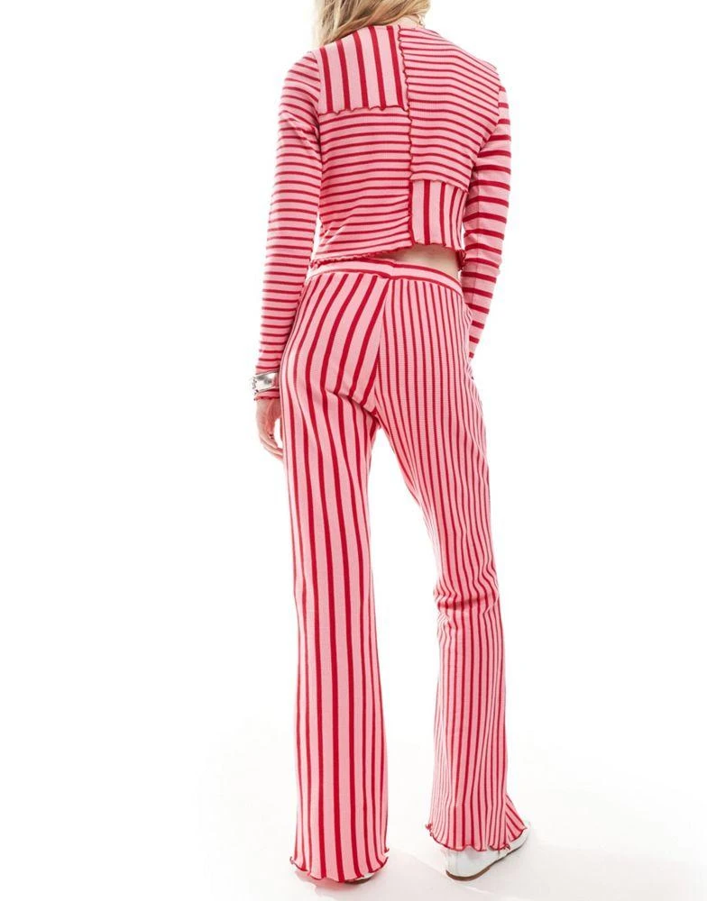 Neon Rose Neon Rose spliced stripe wide leg trousers co-ord in red and pink 5