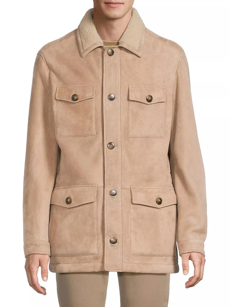 Canali Suede &amp; Shearling Field Jacket 3