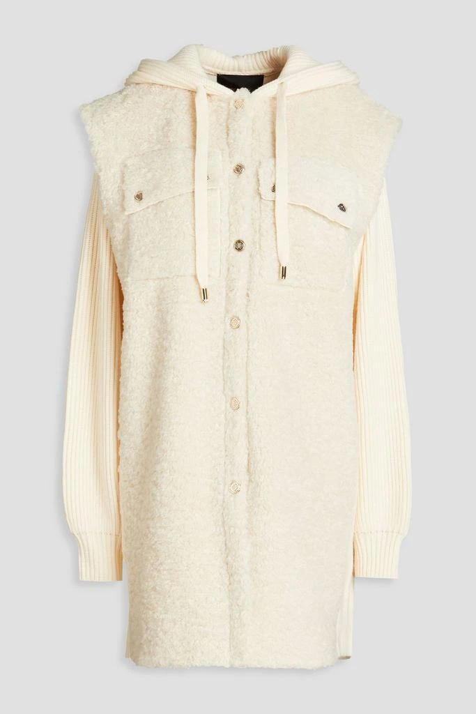Maje Knit-paneled faux fur coat 1