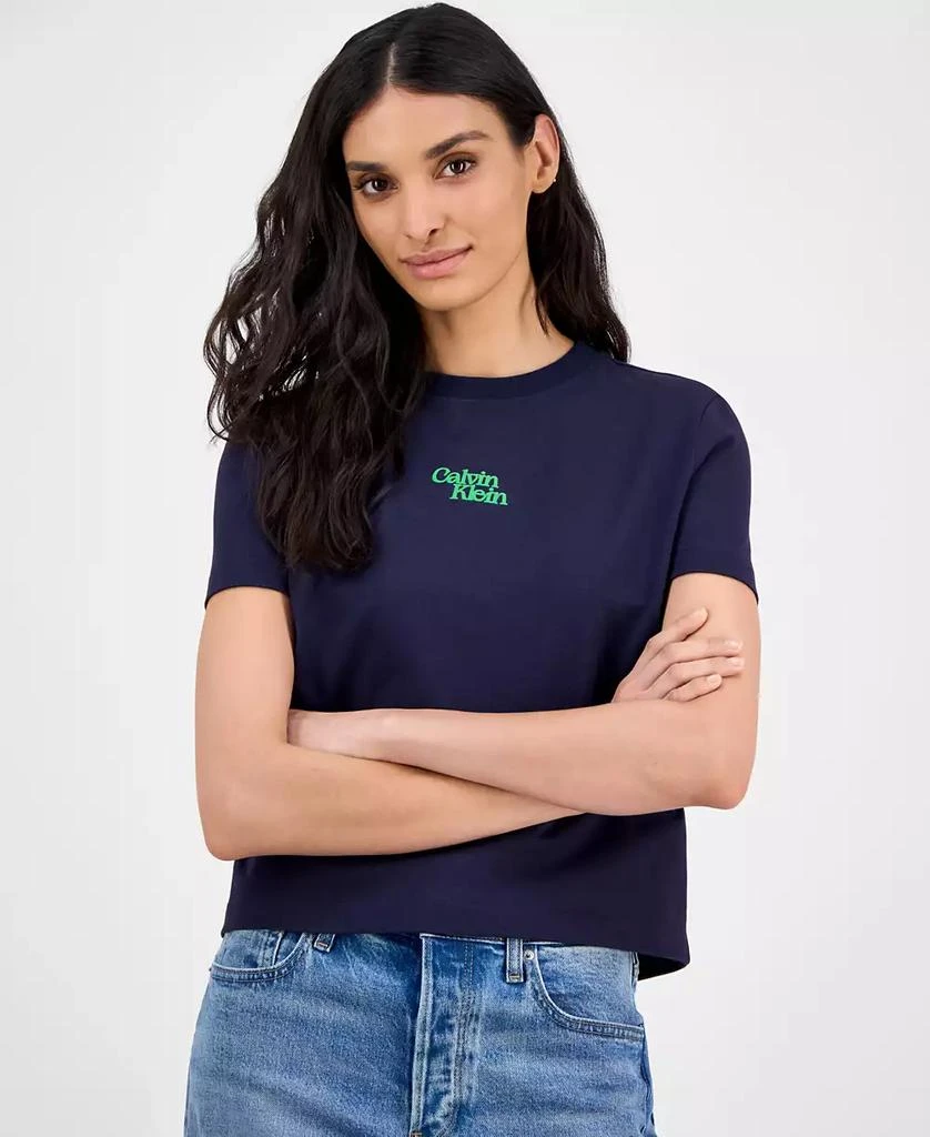 Calvin Klein Women's Flocked Logo Slim T-Shirt 3