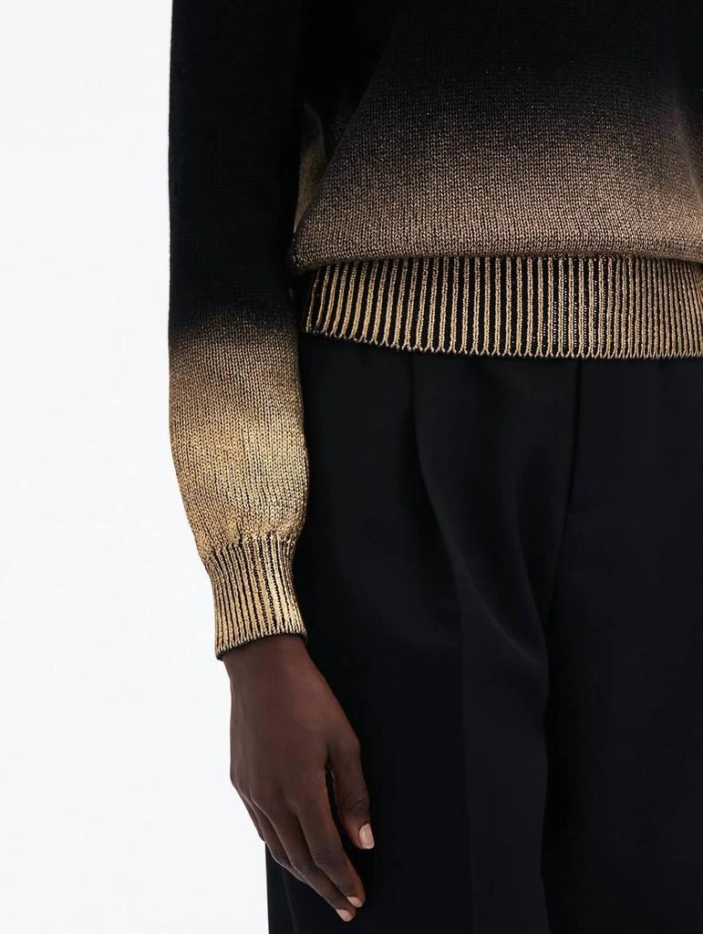 Oscar de la Renta Oscar De La Renta - Long Sleeve Gold Foil Sweater 4
