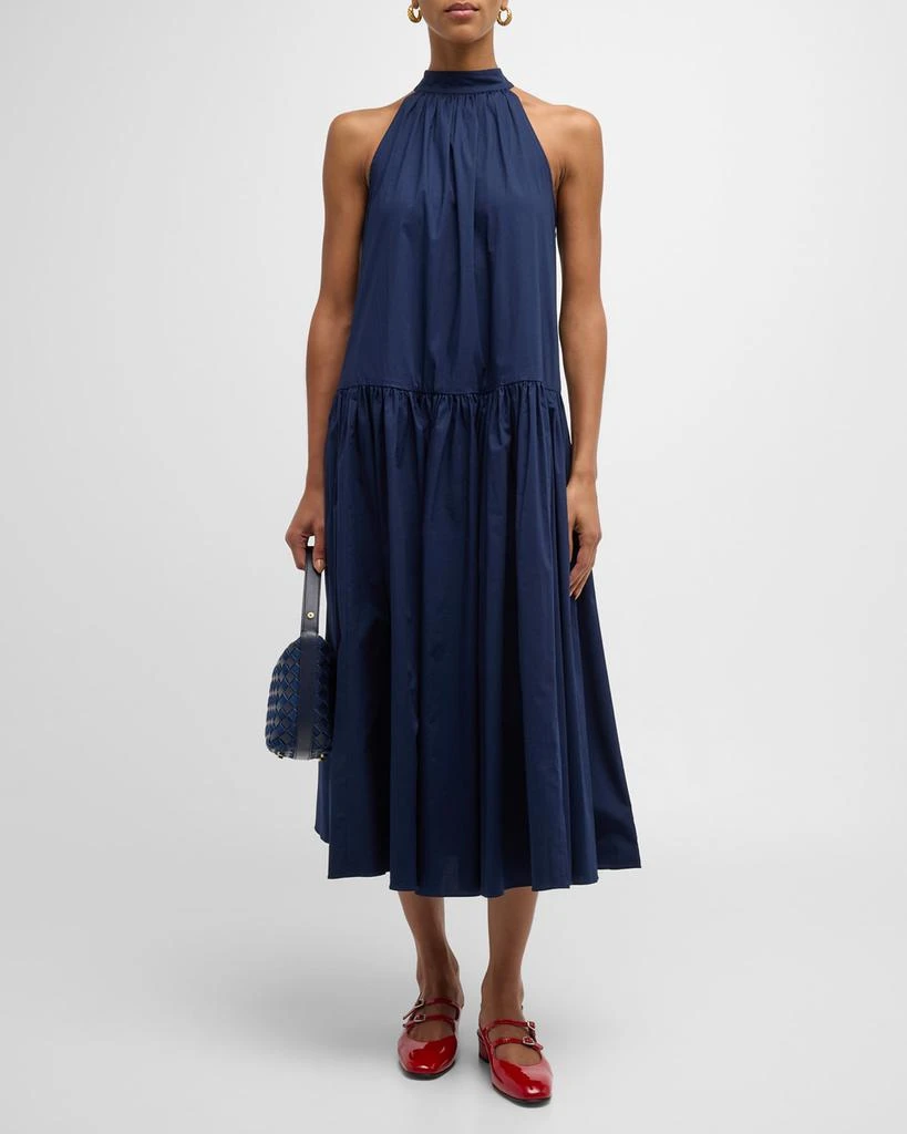 Staud Marlowe Halter Neck-Tie Cotton Poplin Midi Dress 2