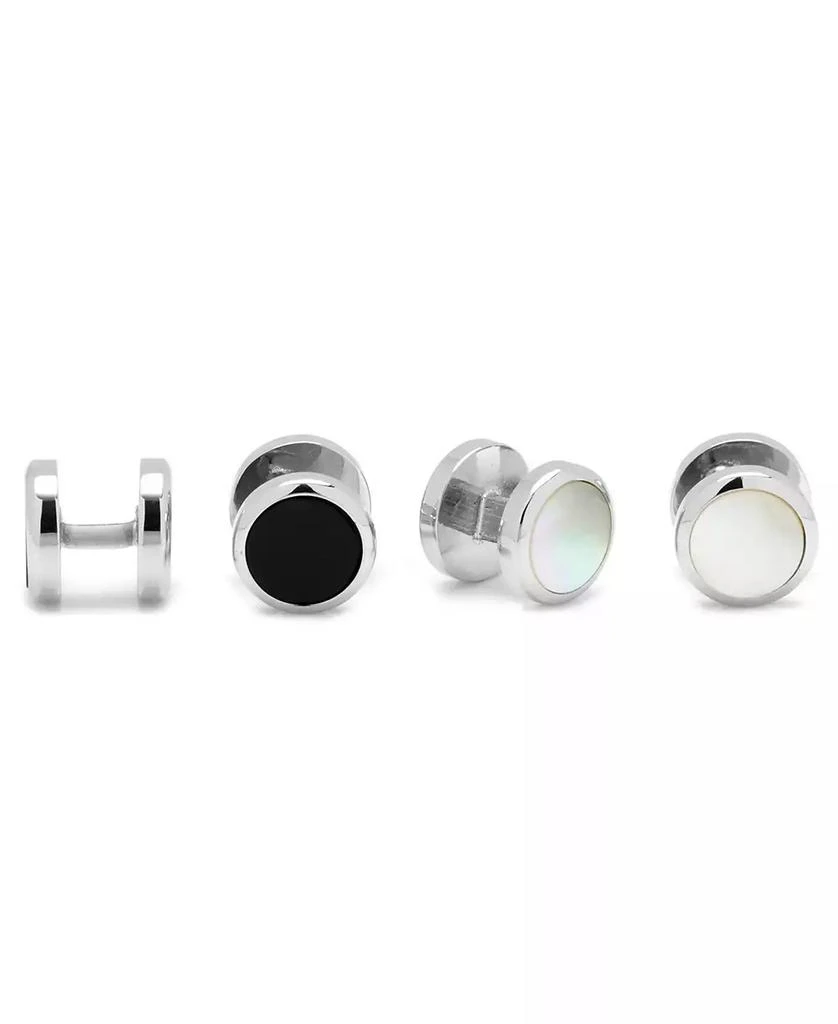 Ox and Bull Trading Co. Men's Double Sided Round Beveled Cufflink and Stud Set 2