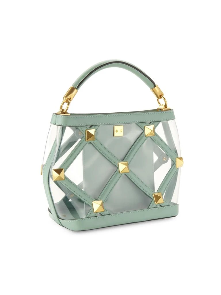 Valentino Small Rockstud Leather See-Through Bucket Bag 4