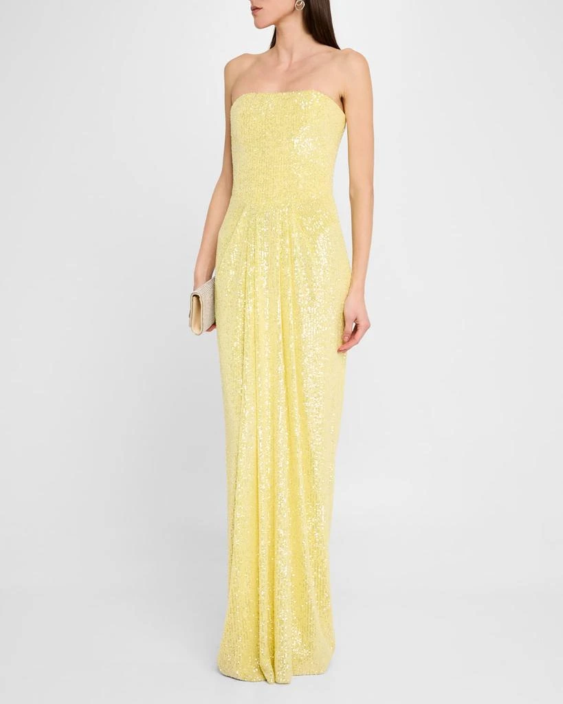 Pamella Roland Sequined Long Strapless Stretch Gown 4