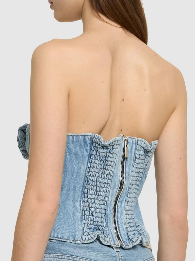 Magda Butrym Cotton Denim Corset W/ Flowers 2