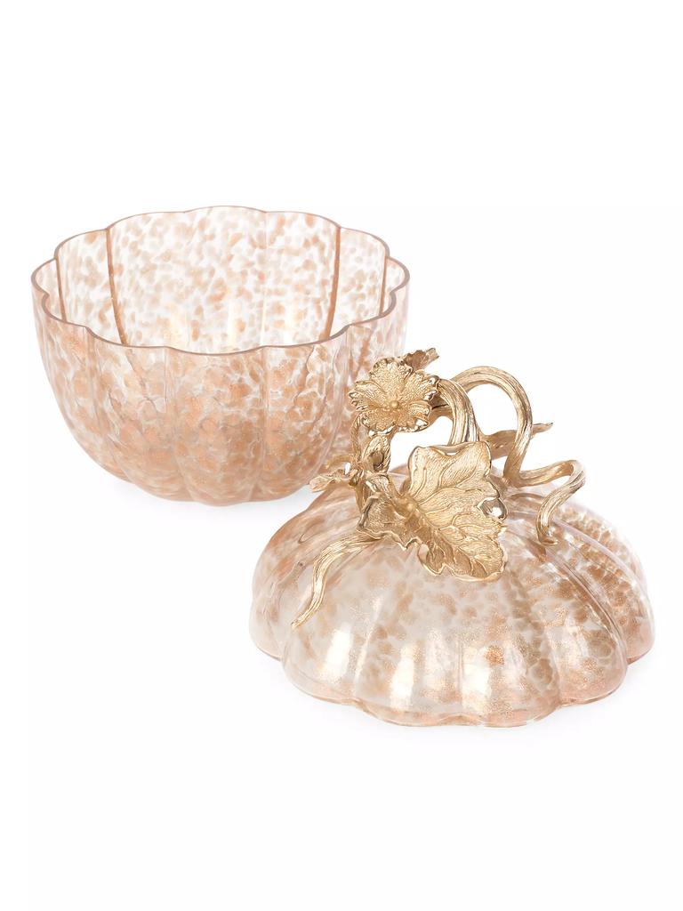 Jay Strongwater Erin Leaf & Vine Gilded Glass Jar