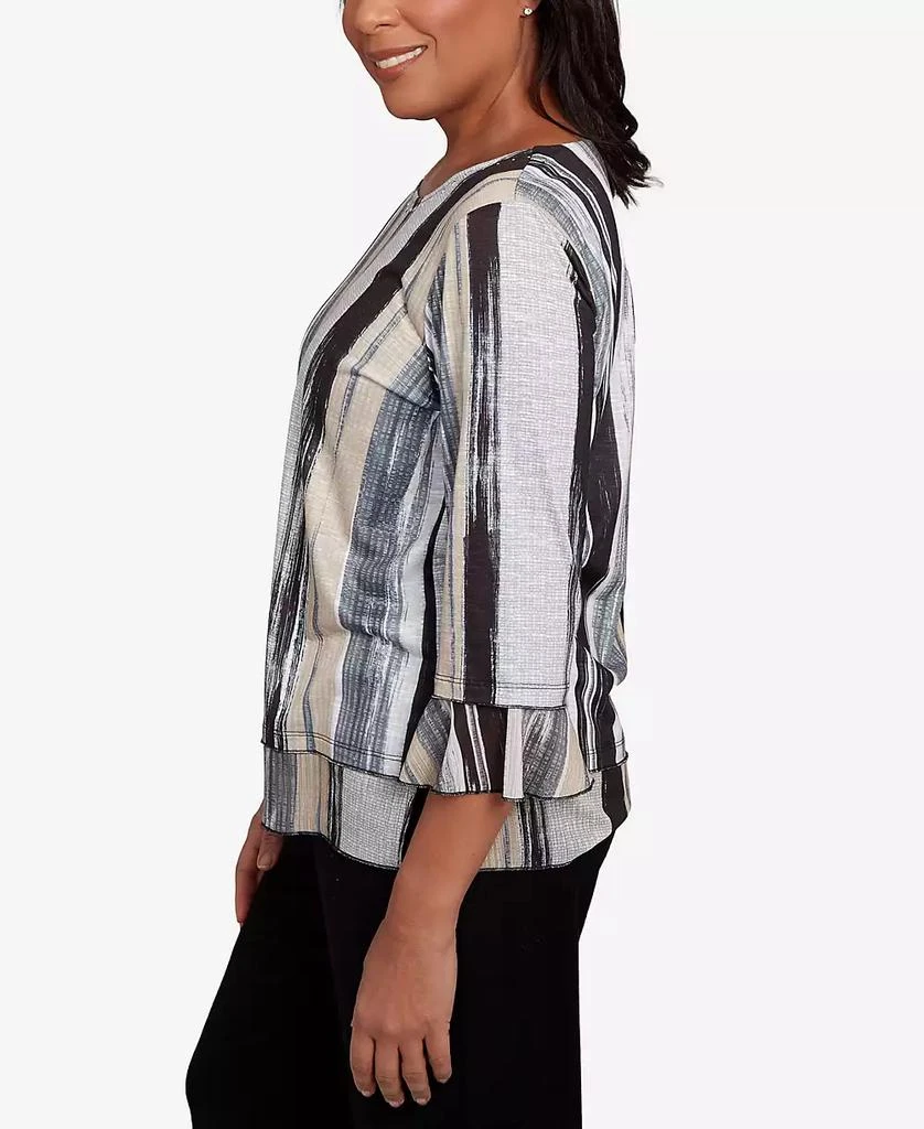Alfred Dunner Women's Santa Barbara Etched Stripe Bell Sleeve Top 4