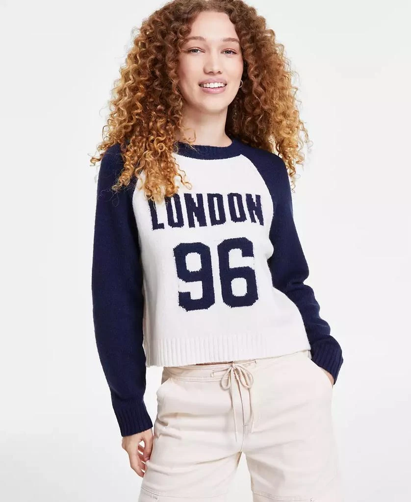 Ultra Flirt Juniors' Varsity Raglan-Sleeve Sweater 1