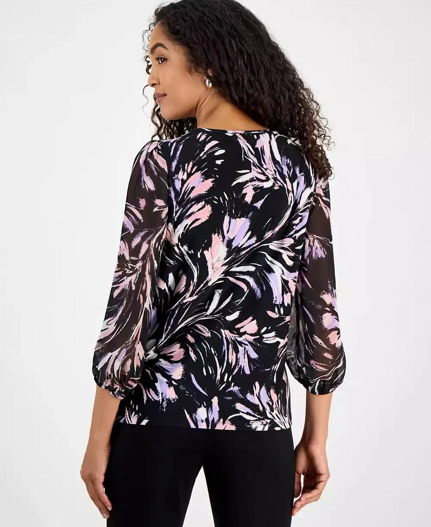 Kasper Women's Printed 3/4-Sleeve Blouson Top, Regular and Petite 4